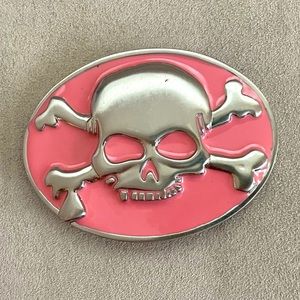 Vintage pink skull belt buckle